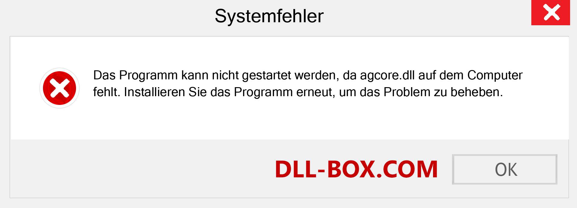 agcore.dll-Datei fehlt?. Download für Windows 7, 8, 10 - Fix agcore dll Missing Error unter Windows, Fotos, Bildern