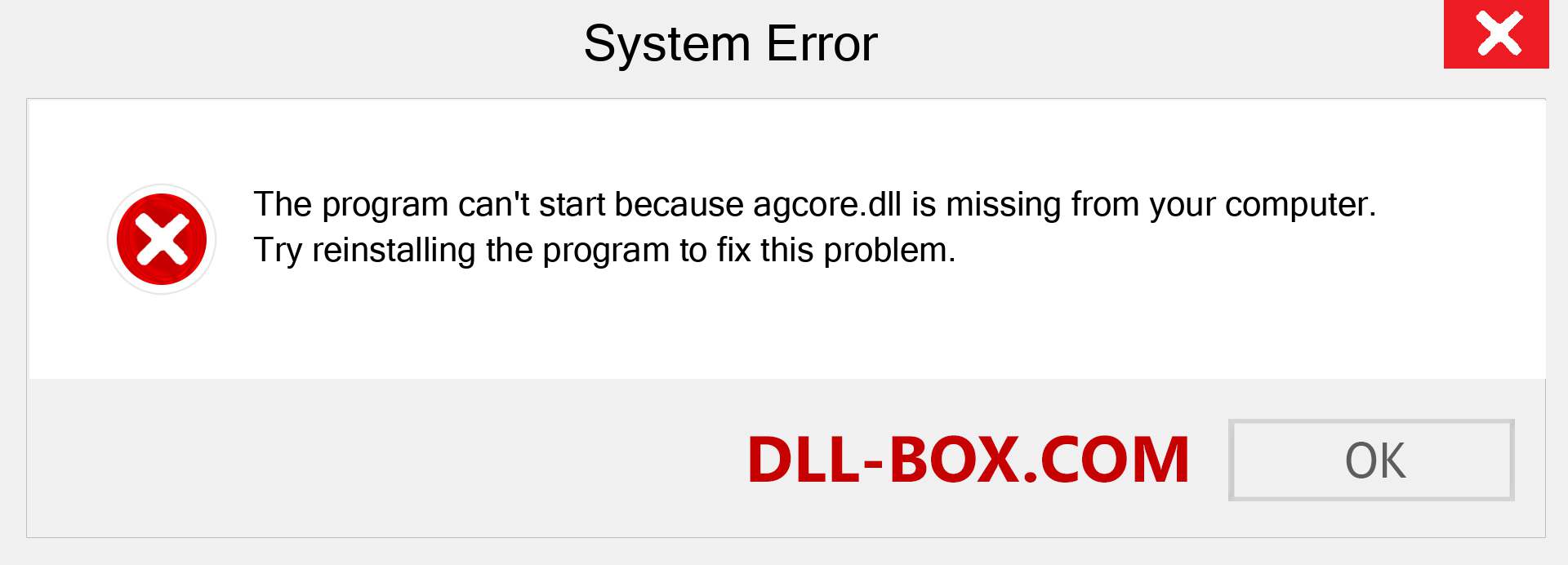  agcore.dll file is missing?. Download for Windows 7, 8, 10 - Fix  agcore dll Missing Error on Windows, photos, images