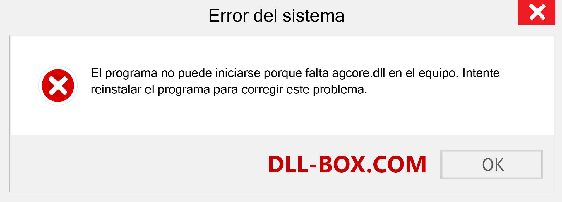 ¿Falta el archivo agcore.dll ?. Descargar para Windows 7, 8, 10 - Corregir agcore dll Missing Error en Windows, fotos, imágenes