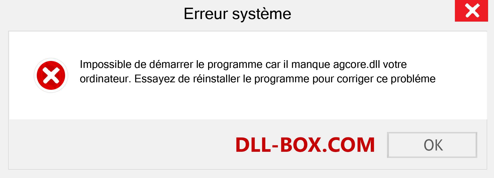 Le fichier agcore.dll est manquant ?. Télécharger pour Windows 7, 8, 10 - Correction de l'erreur manquante agcore dll sur Windows, photos, images